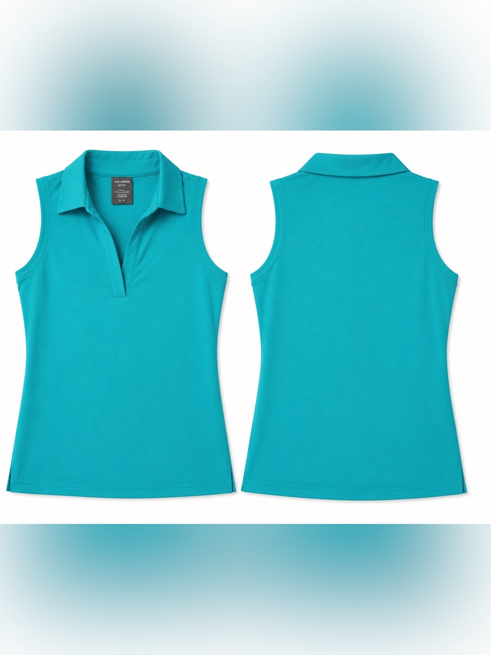 JOE FRESH NWT Active Teal Sleeveless Polo Tank Top Small Moisture Wicking Golf - Picture 2 of 16